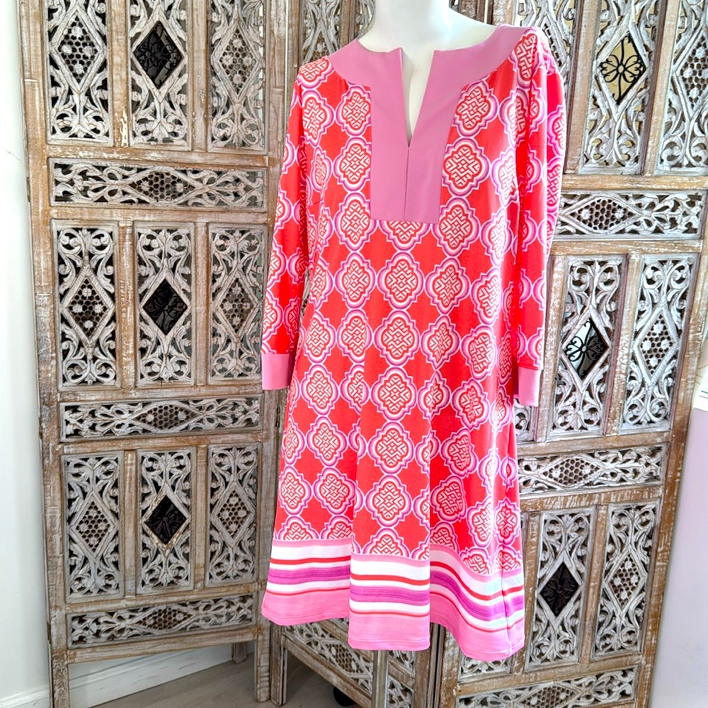 Cabana Life Coral Geo Tunic Dress